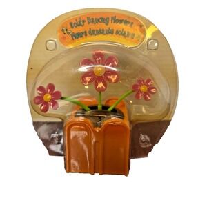 Solar Dancing Flowers Pink Blossoms Orange Base Sun Powered Decor New In Package